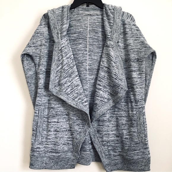 Athleta Gray Blissful Hooded Open Front wrap Sweater Cardigan - Picture 4 of 16